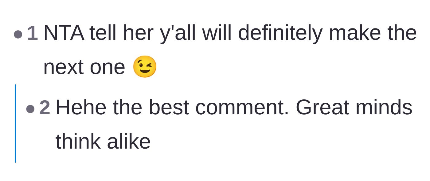 Comment thread 5 - A hilarious, petty comment suggesting they skip this wedding and just go to her next one.