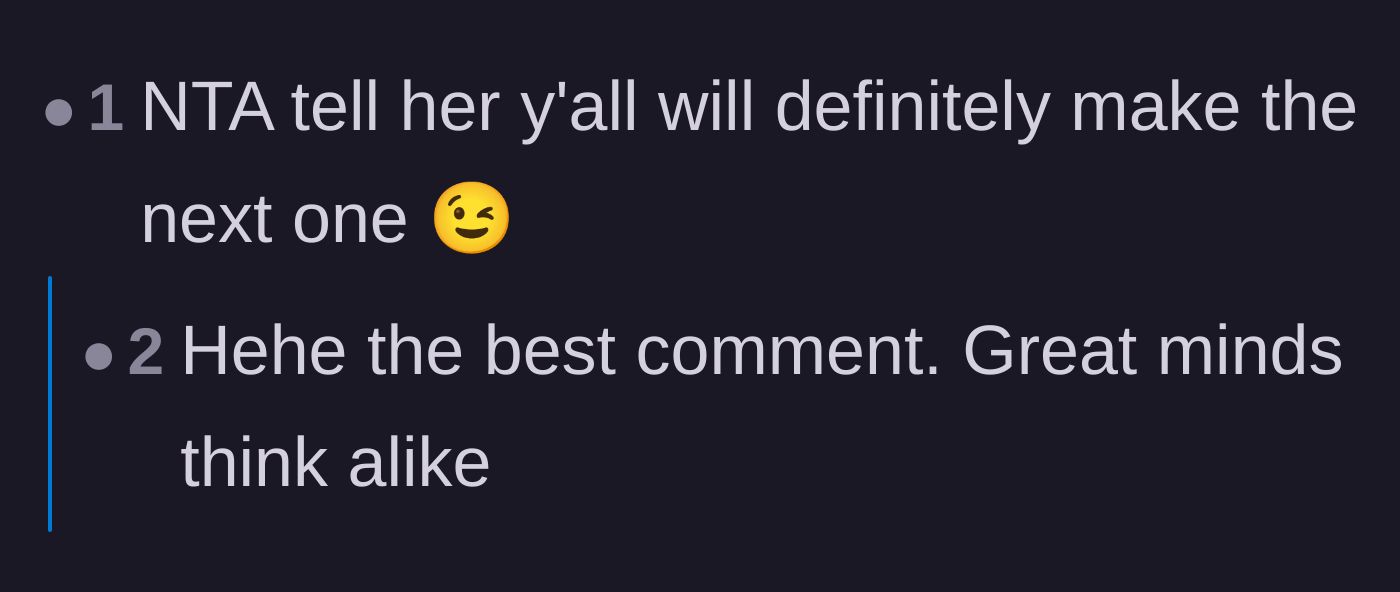 Comment thread 5 - A hilarious, petty comment suggesting they skip this wedding and just go to her next one.