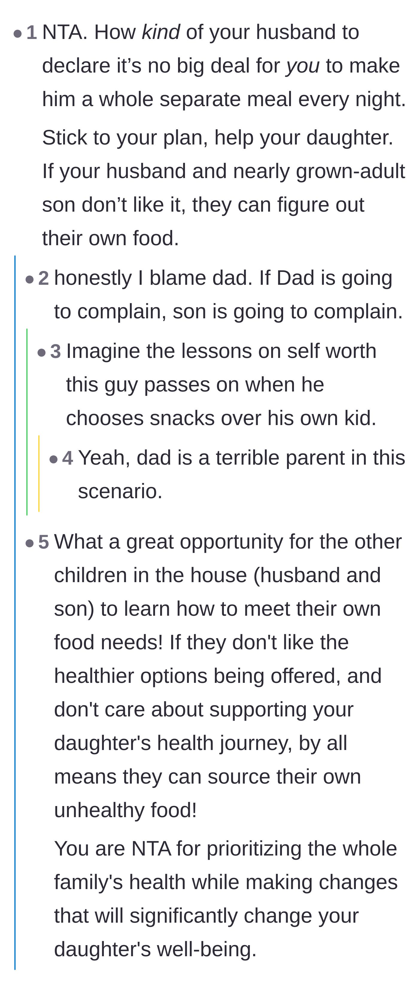 Comment thread 4 - Criticism focused directly on the father for setting a terrible example of entitlement and lack of support for his teenage son.