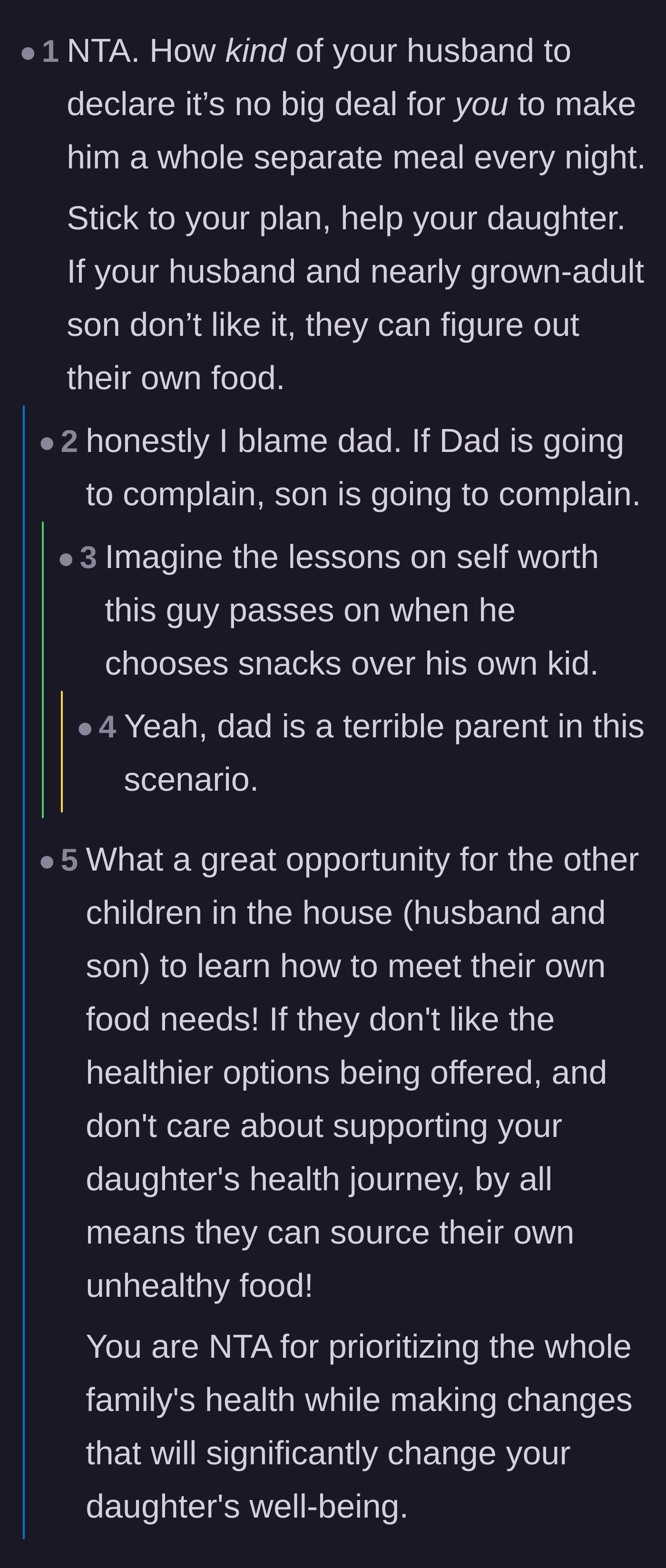 Comment thread 4 - Criticism focused directly on the father for setting a terrible example of entitlement and lack of support for his teenage son.