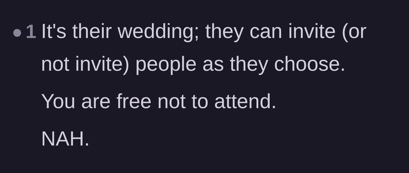 Comment thread 6 - A simple take concluding that the couple can invite who they want and the boyfriend can simply choose not to attend without any drama.