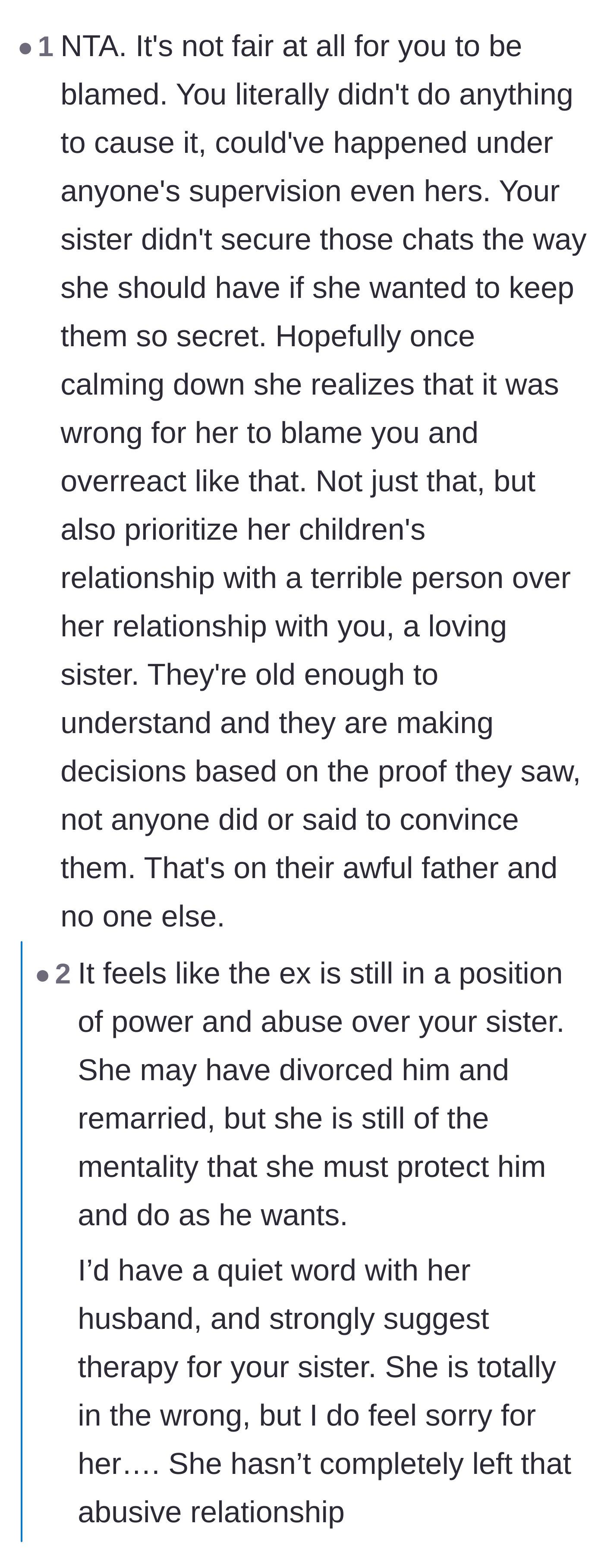 Comment thread 2 - Pointing out that 15-year-olds do not require constant supervision and the mother is projecting her trauma.