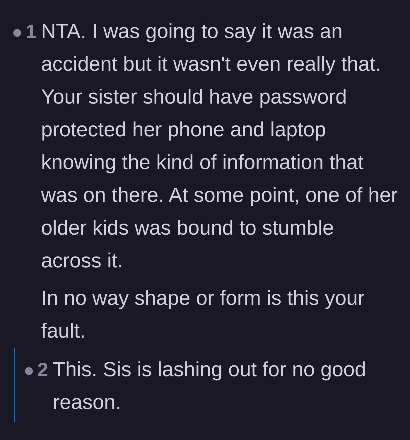 Comment thread 3 - Empathizing with the mother's irrational behavior as a result of heavy post-operative pain medication.