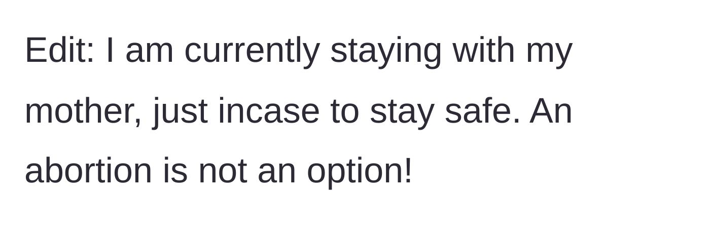 Story part 7 - The author posts a brief update stating she has fled to her mother's house to ensure her physical safety.