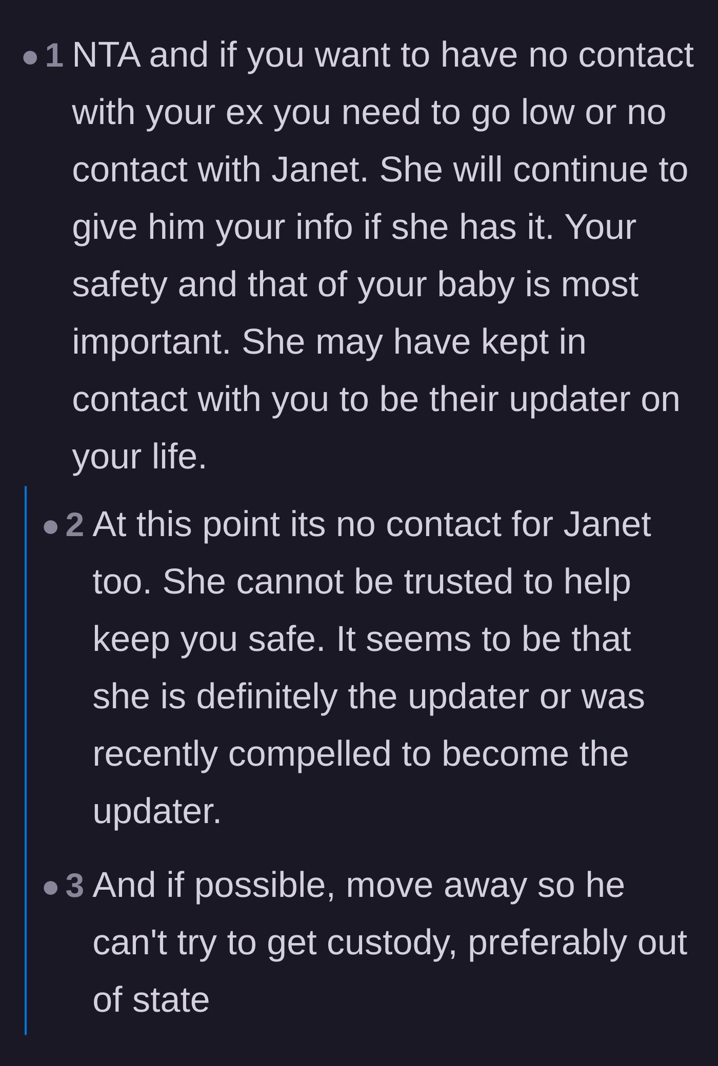 Comment thread 3 - Commenters label the sister-in-law as a willing informant and urge the author to prioritize her baby's safety.