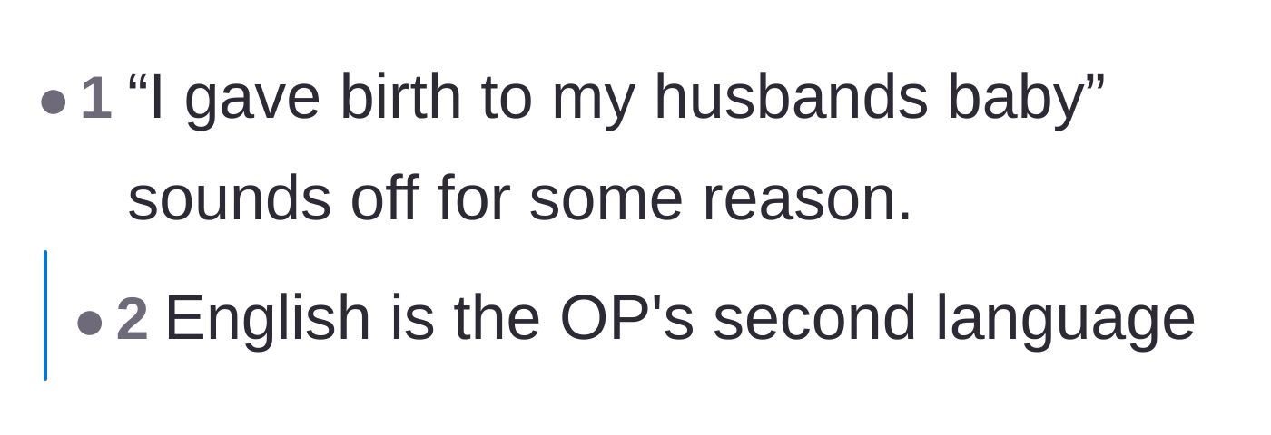 Comment thread 6 - Clarification regarding the phrasing of the original post and the author's second language.