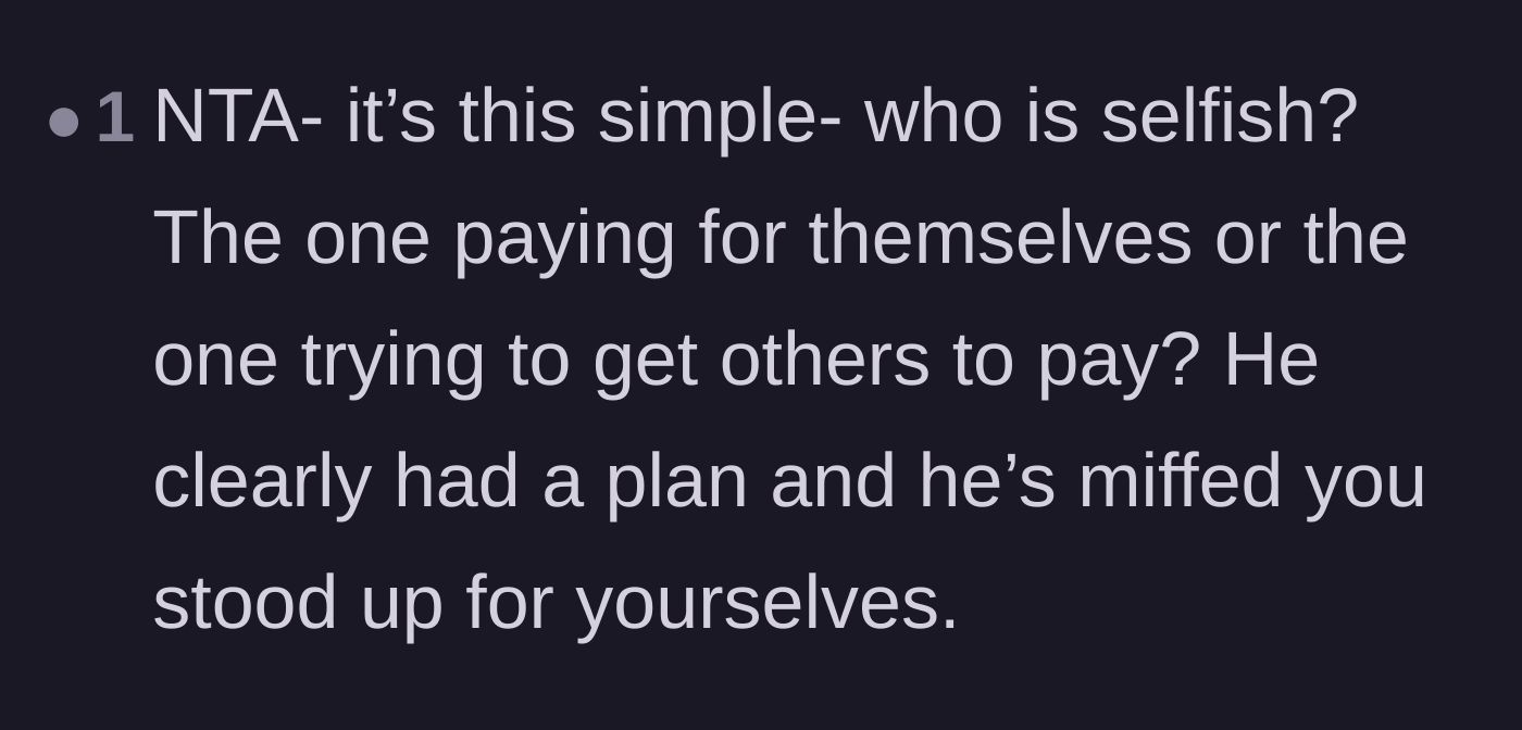Comment thread 6 - A comment analyzing the uncle's hypocritical use of the word selfish.