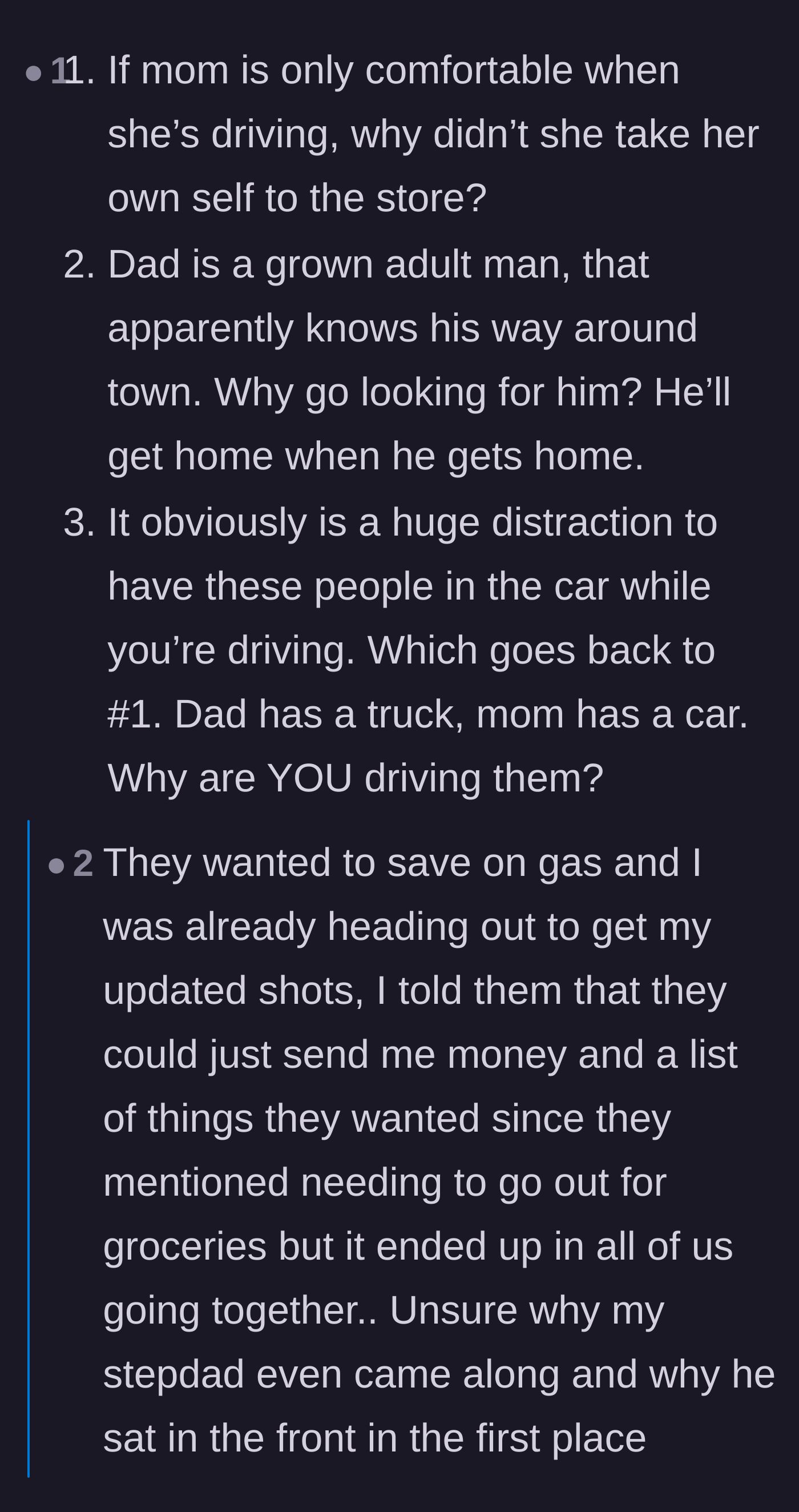 Comment thread 3 - A deep dive into the parents' need for control, revealing a traumatic past incident where the stepdad smashed the teen's phone.