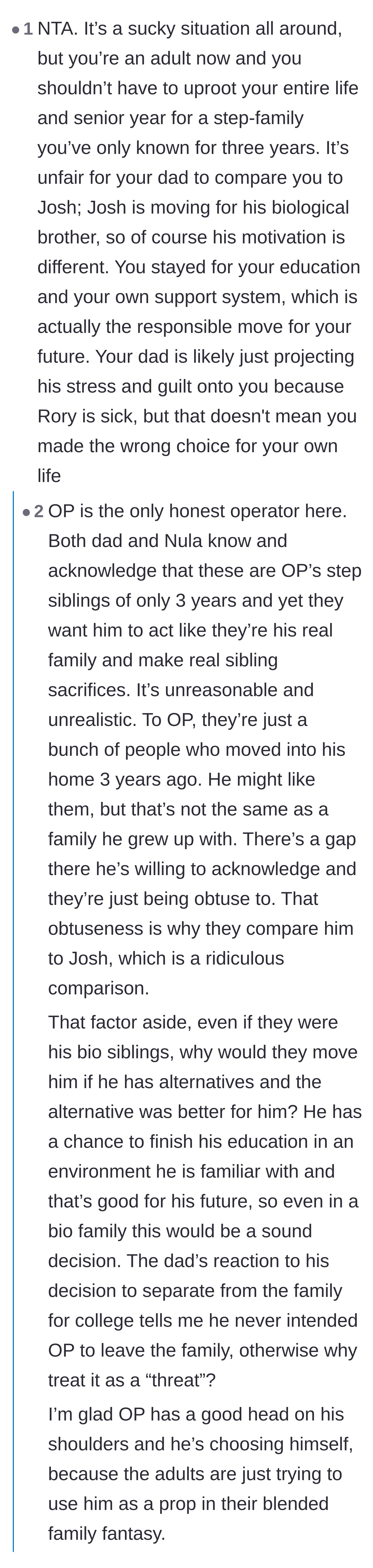 Comment thread 4 - A deep dive into how the adults are using the teen as a prop for their perfect blended family fantasy.