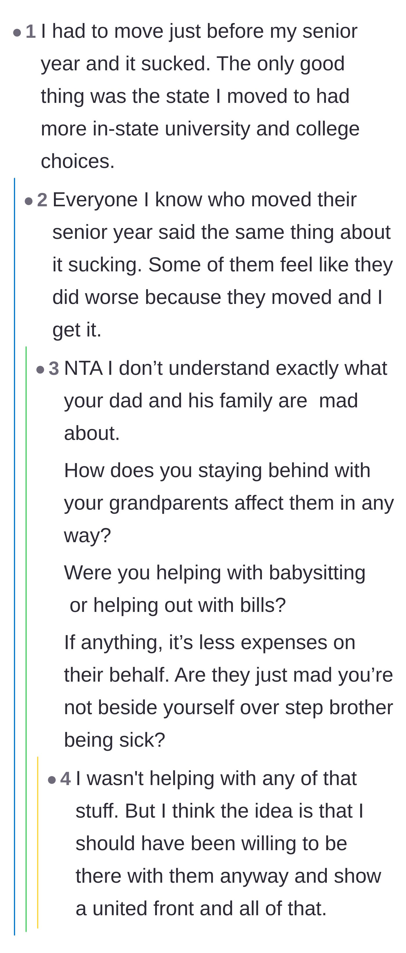 Comment thread 6 - Discussion analyzing the manipulative nature of demanding a 'united front' from a teenager.