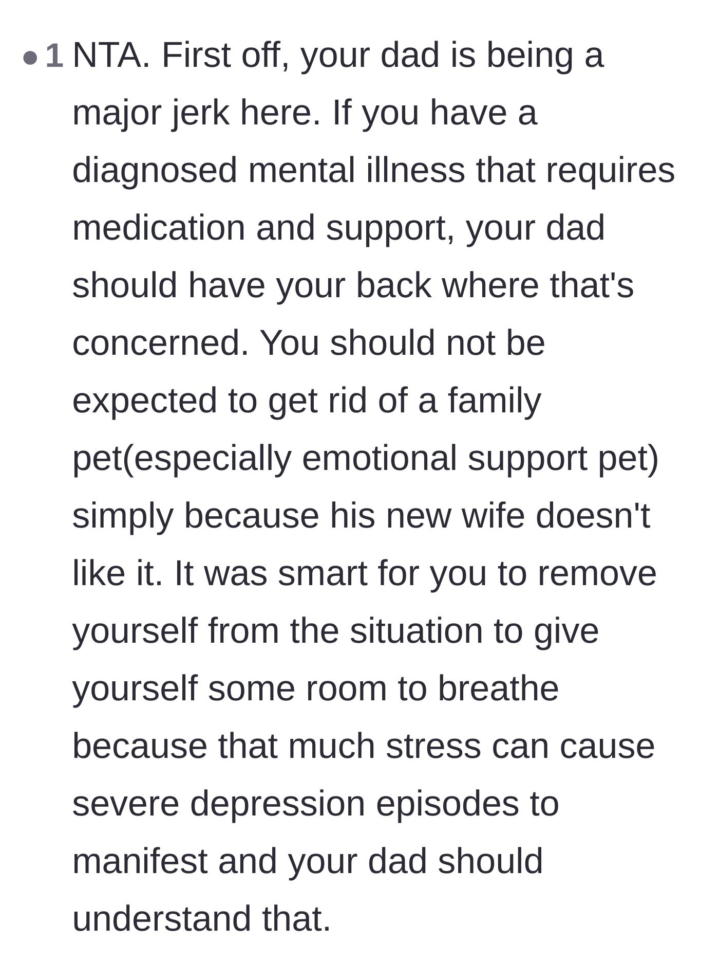 Comment thread 6 - Support for the teenager's decision to flee, emphasizing that a parent's duty is to protect their child's mental health rather than worsen it.