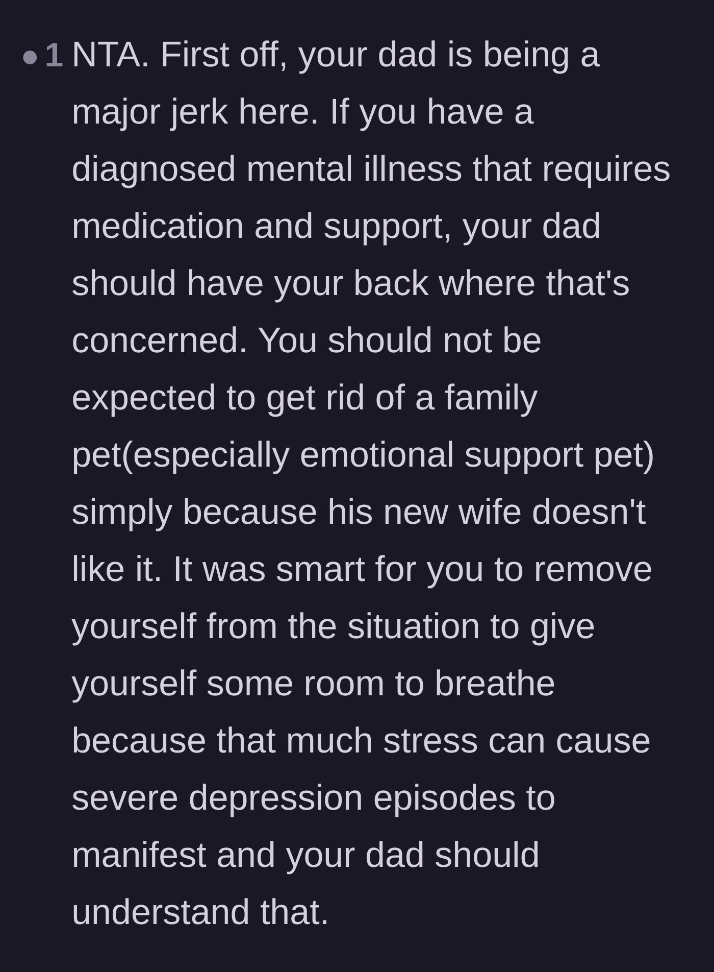 Comment thread 6 - Support for the teenager's decision to flee, emphasizing that a parent's duty is to protect their child's mental health rather than worsen it.