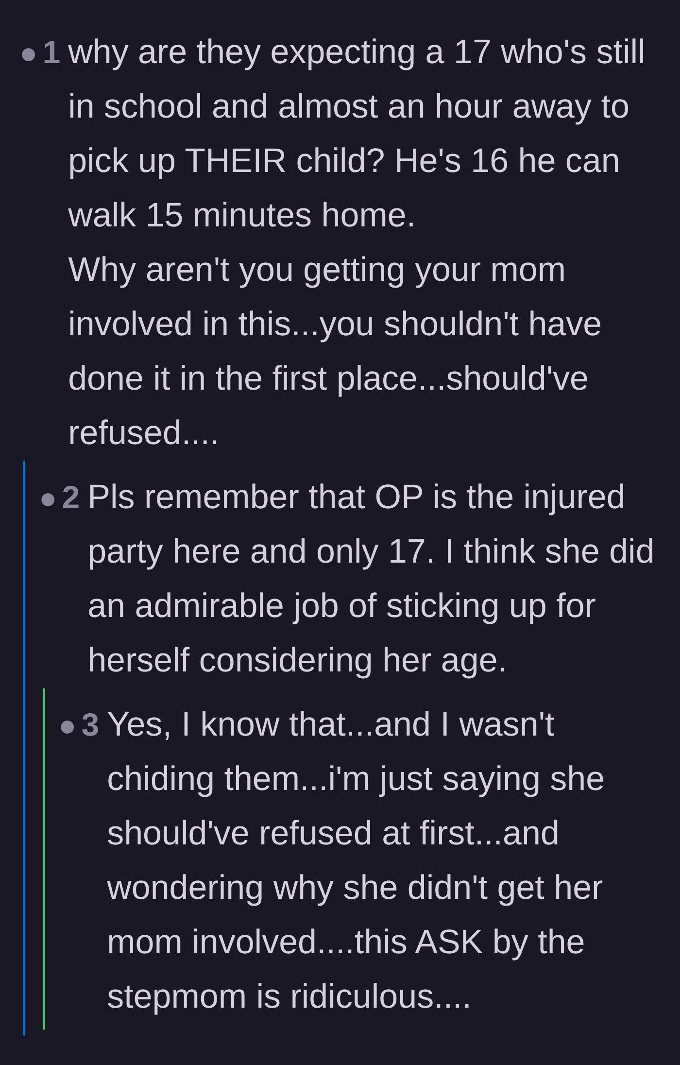 Comment thread 6 - A debate over why the teen even agreed the first time, followed by praise for her ability to set boundaries at 17.