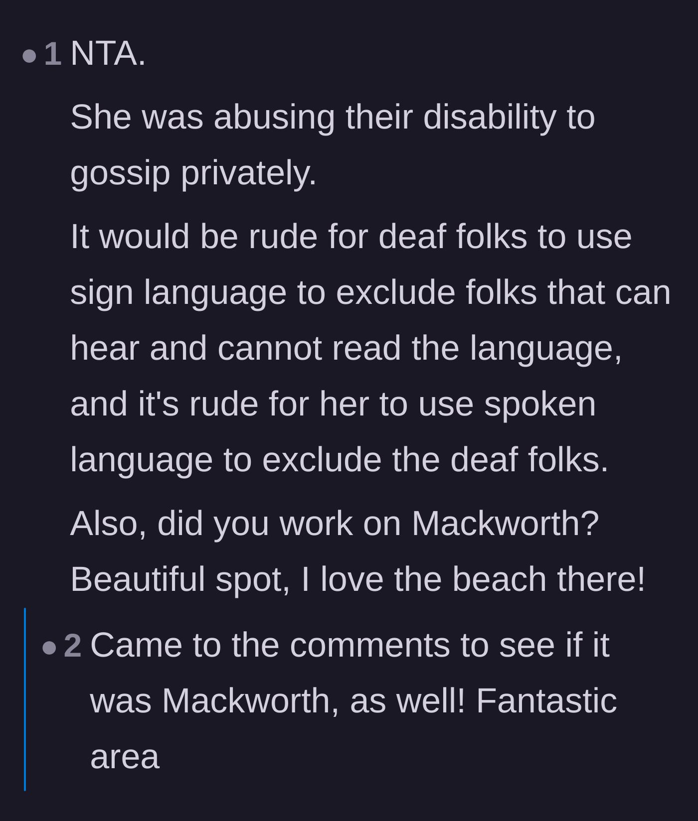 Comment thread 5 - Pointing out the double standard of using spoken language to exclude others, and recognizing the specific school's location.