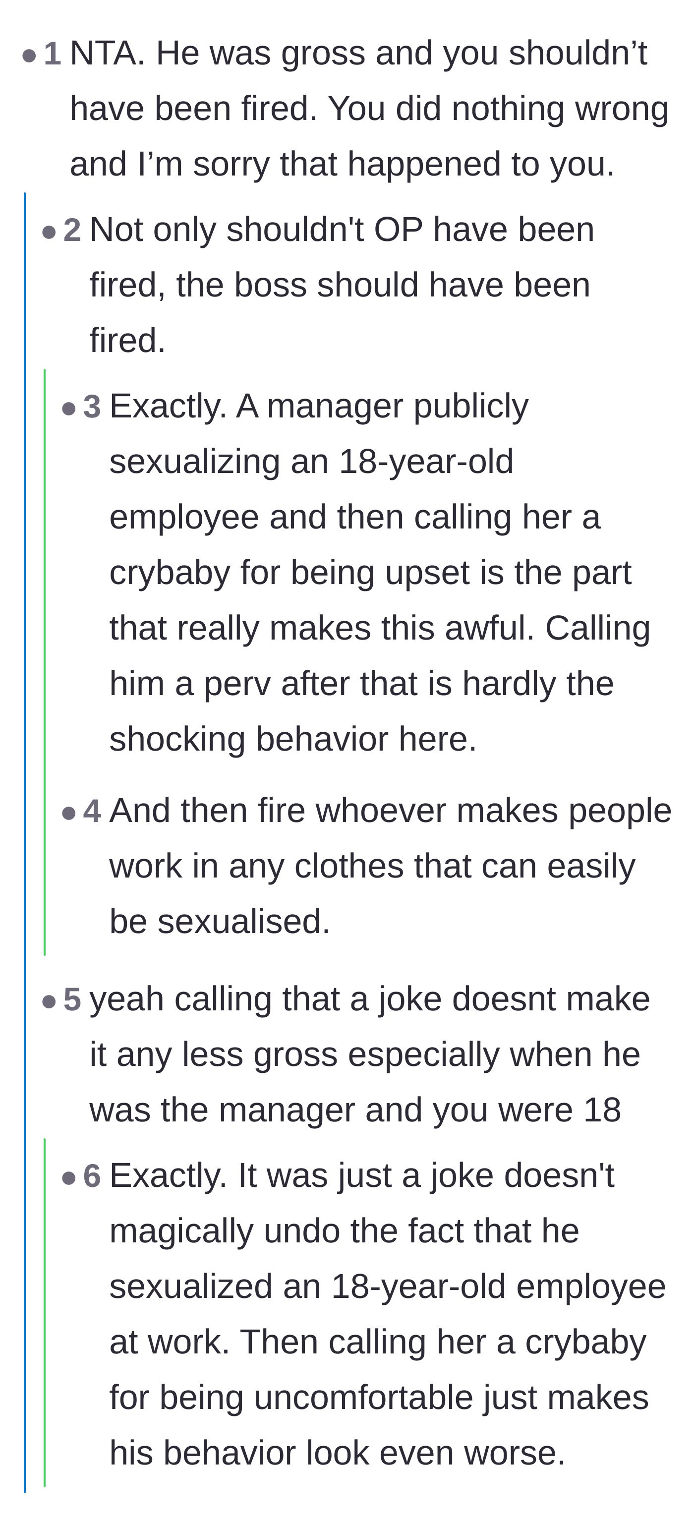 Comment thread 1 - Readers point out that the manager should have been fired instead of the teenager.
