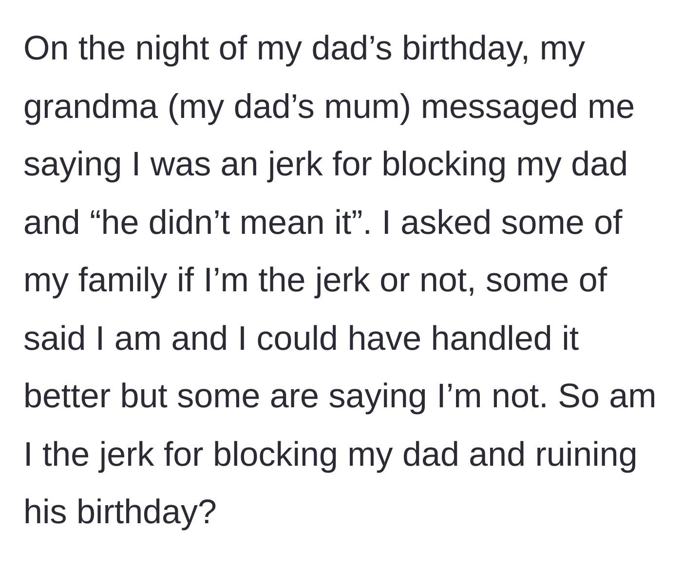 Story part 8 - Grandmother texting to scold the teenager for ruining the birthday, prompting family division over who is in the wrong.