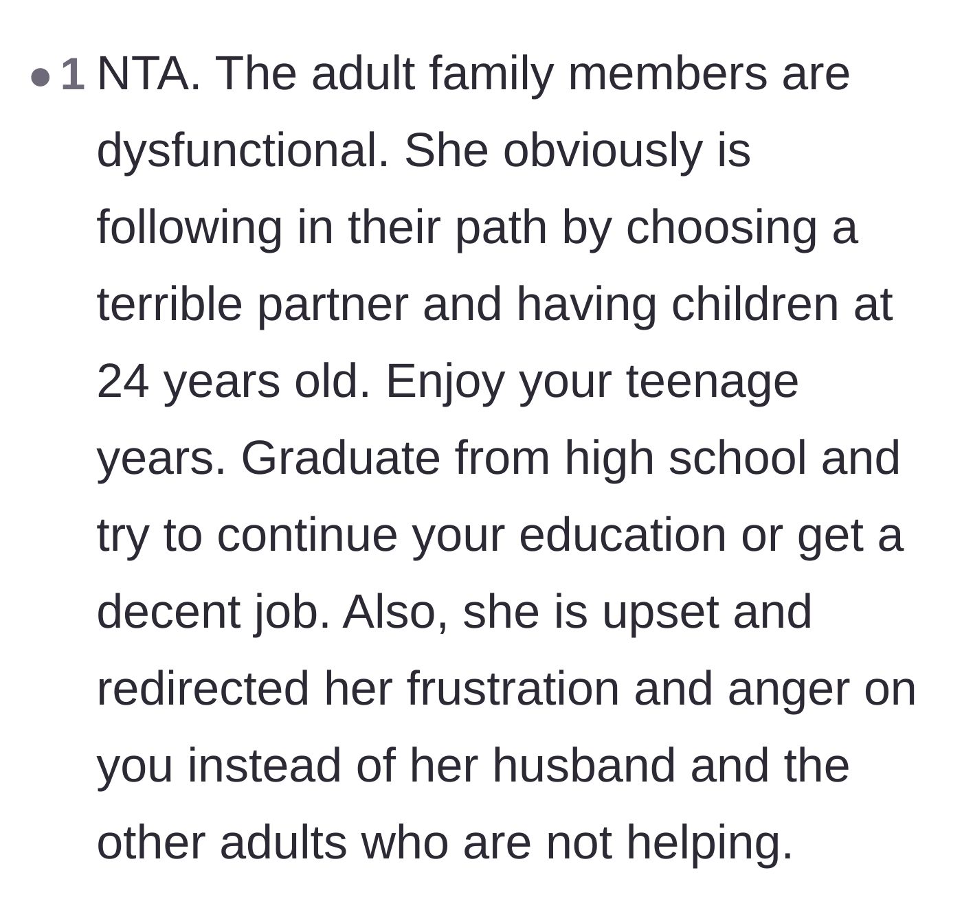 Comment thread 3 - Analyzing how the older sister is displacing her anger about the dysfunctional adults onto the teenager.