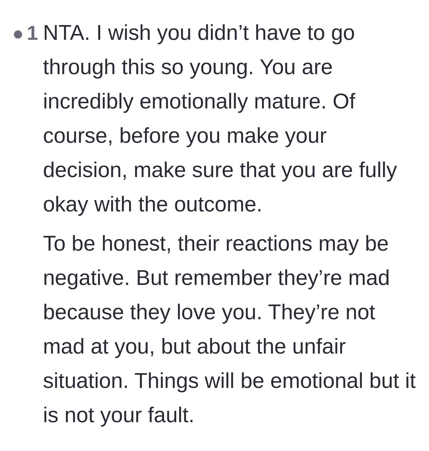 Comment thread 3 - Explaining that the parents' potential anger stems from grief and love