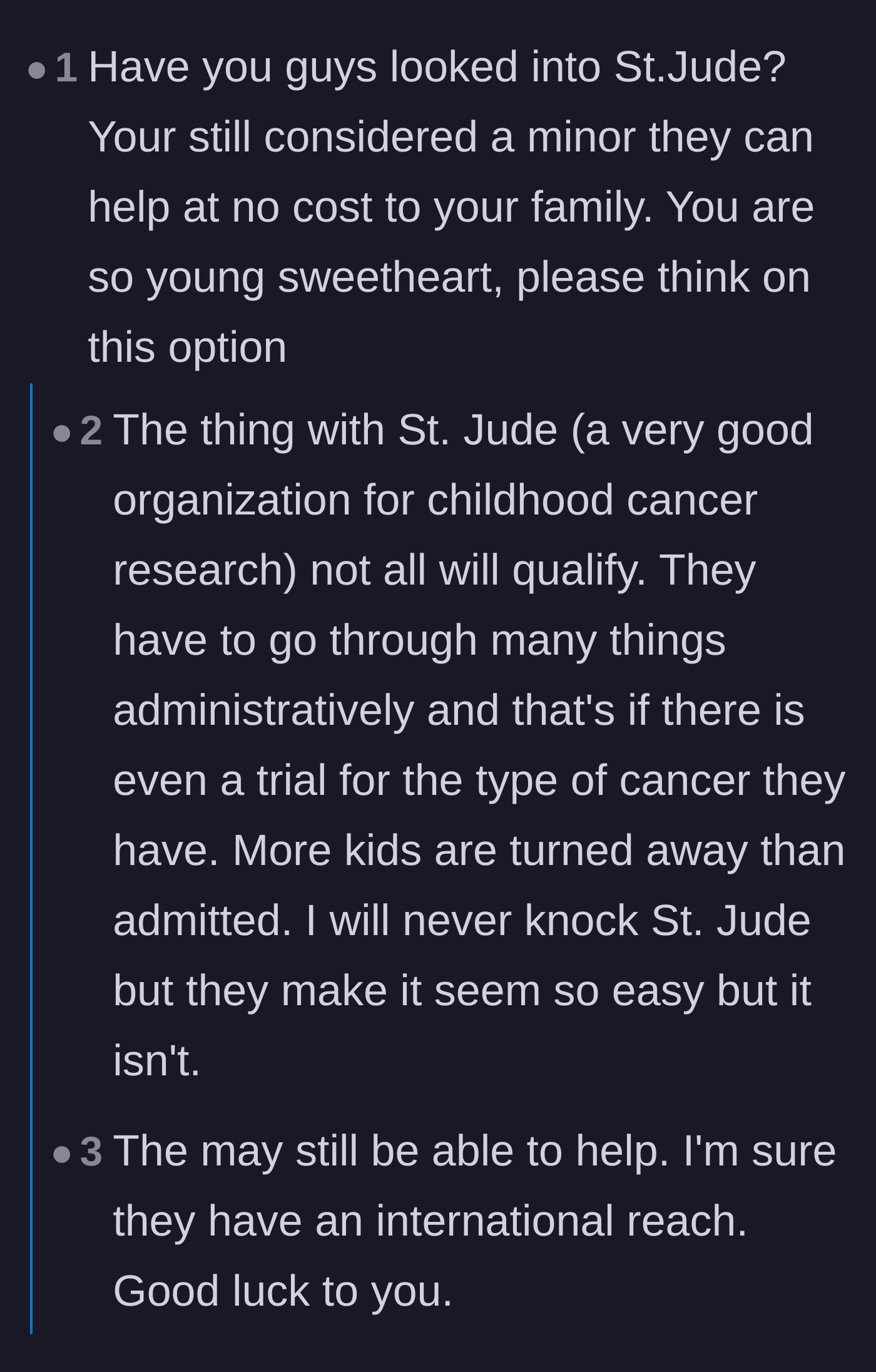 Comment thread 4 - Debating the accessibility and limitations of charitable children's hospitals