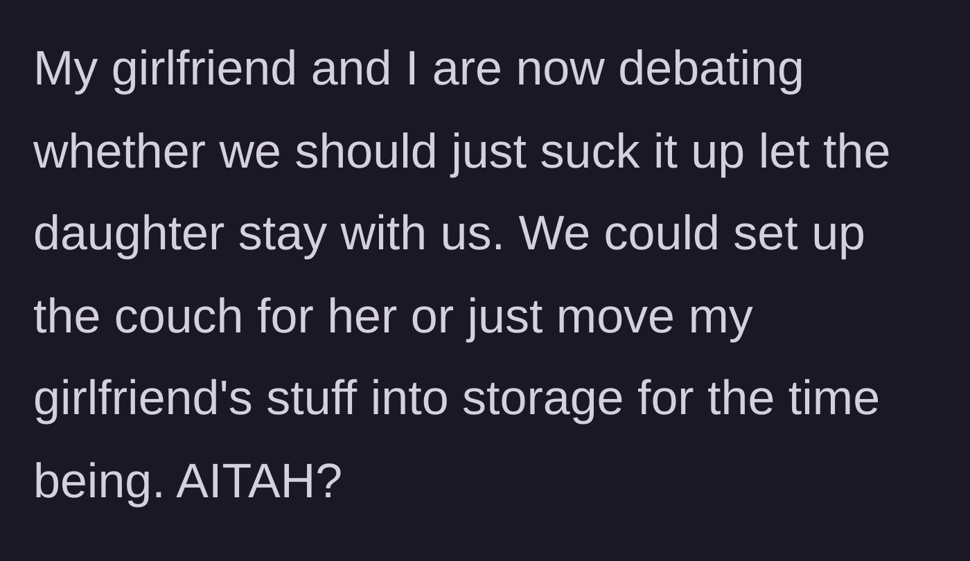 Story part 4 - The couple internally debating whether to just give in and host the stranger to keep the peace.