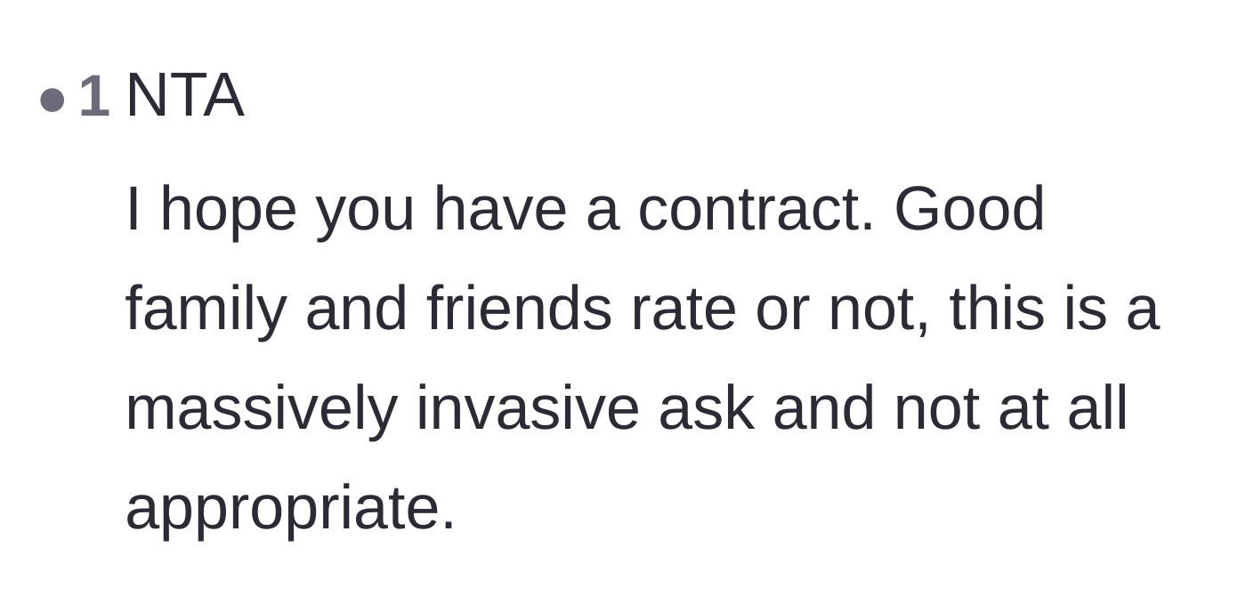 Comment thread 6 - Reiteration that the discounted family rate does not legally or morally excuse massively invasive requests.