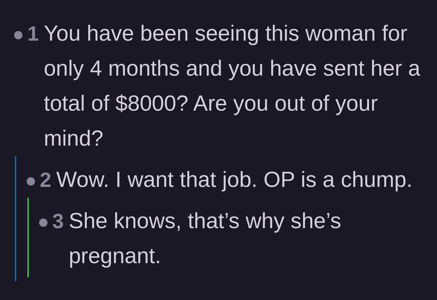 Comment thread 6 - Shock at the $8,000 price tag and jokes about wanting to be hired for the girlfriend's position.
