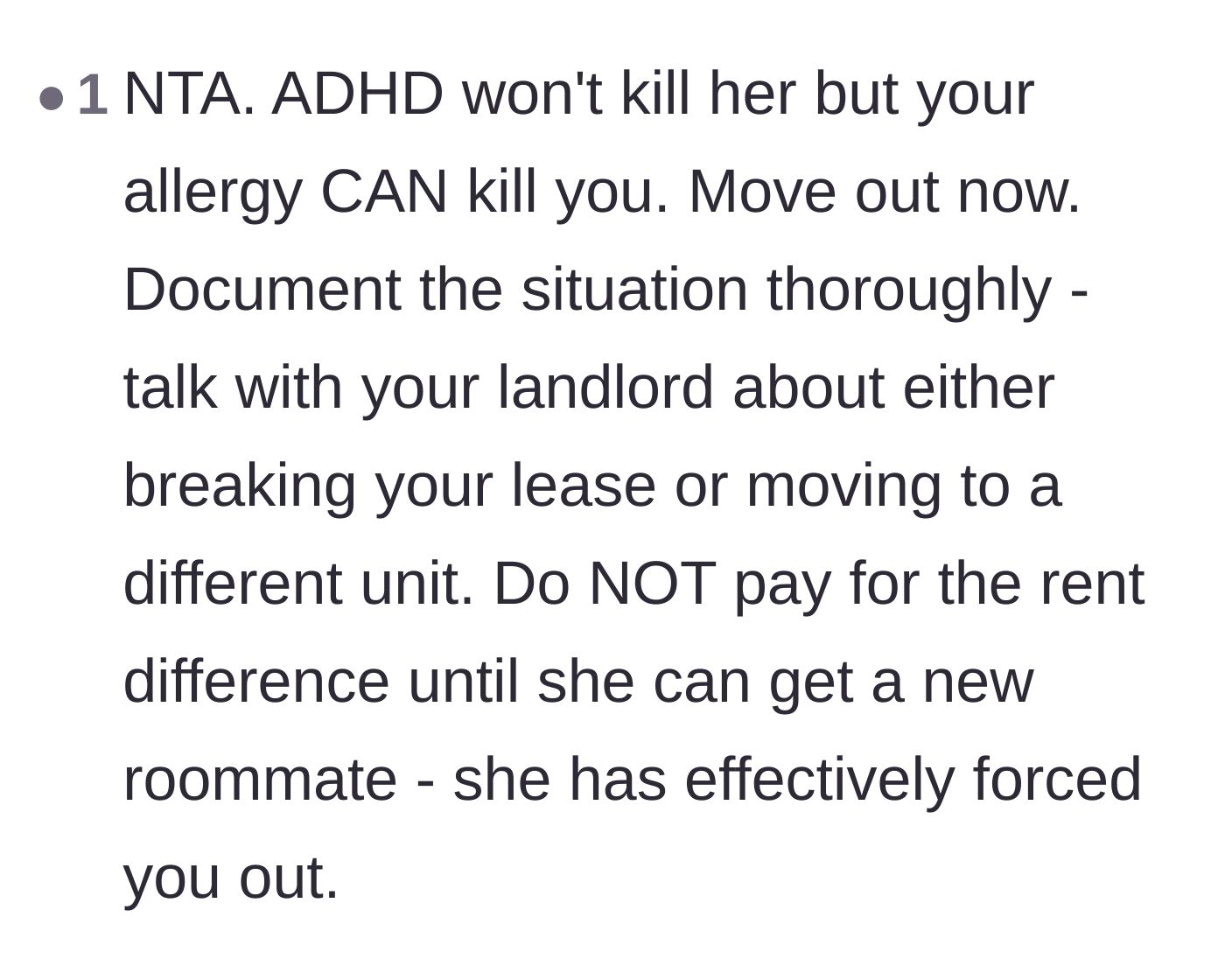 Comment thread 4 - Advice urging the author to break their lease and move out immediately for their own safety.
