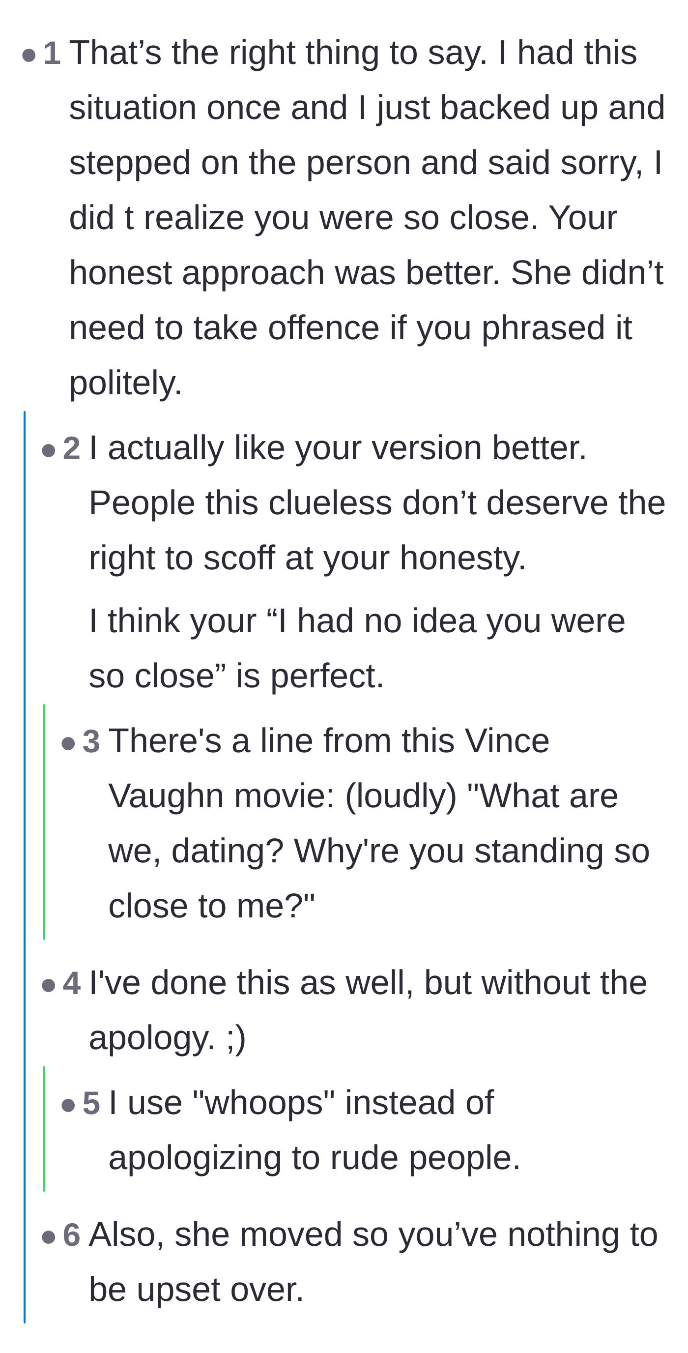 Comment thread 1 - Discussing the strategy of pretending to accidentally step backward onto the space invader to force distance.