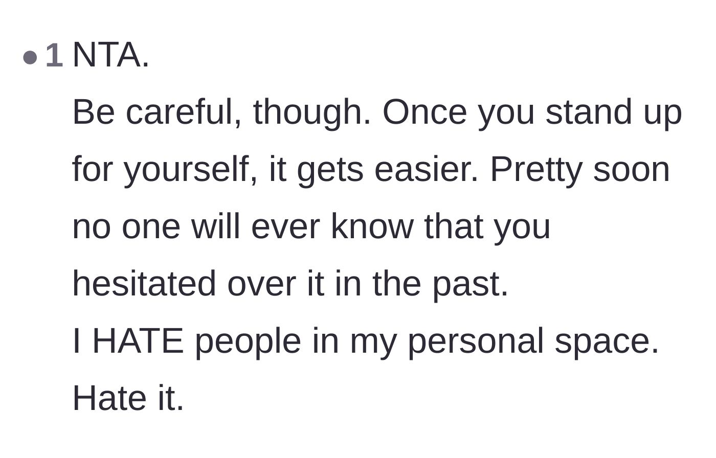 Comment thread 3 - Words of encouragement explaining that setting personal boundaries becomes significantly easier with practice.