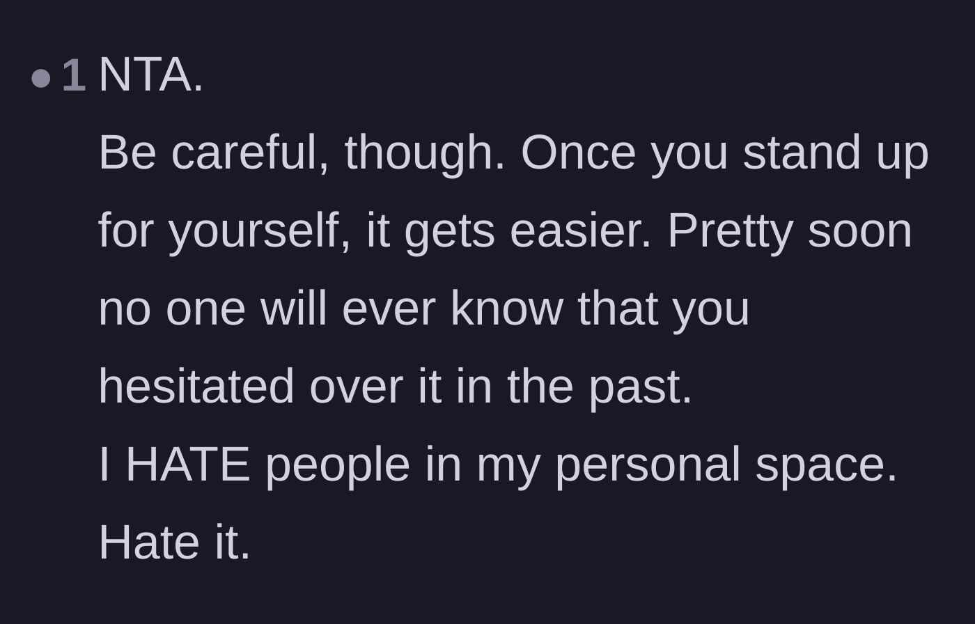 Comment thread 3 - Words of encouragement explaining that setting personal boundaries becomes significantly easier with practice.