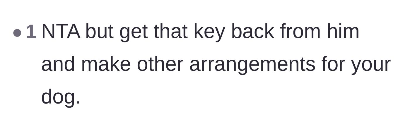 Comment thread 5 - A straightforward directive to reclaim the house key and find a different dog sitter.