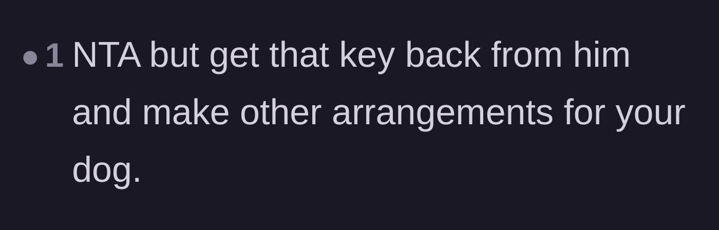 Comment thread 5 - A straightforward directive to reclaim the house key and find a different dog sitter.