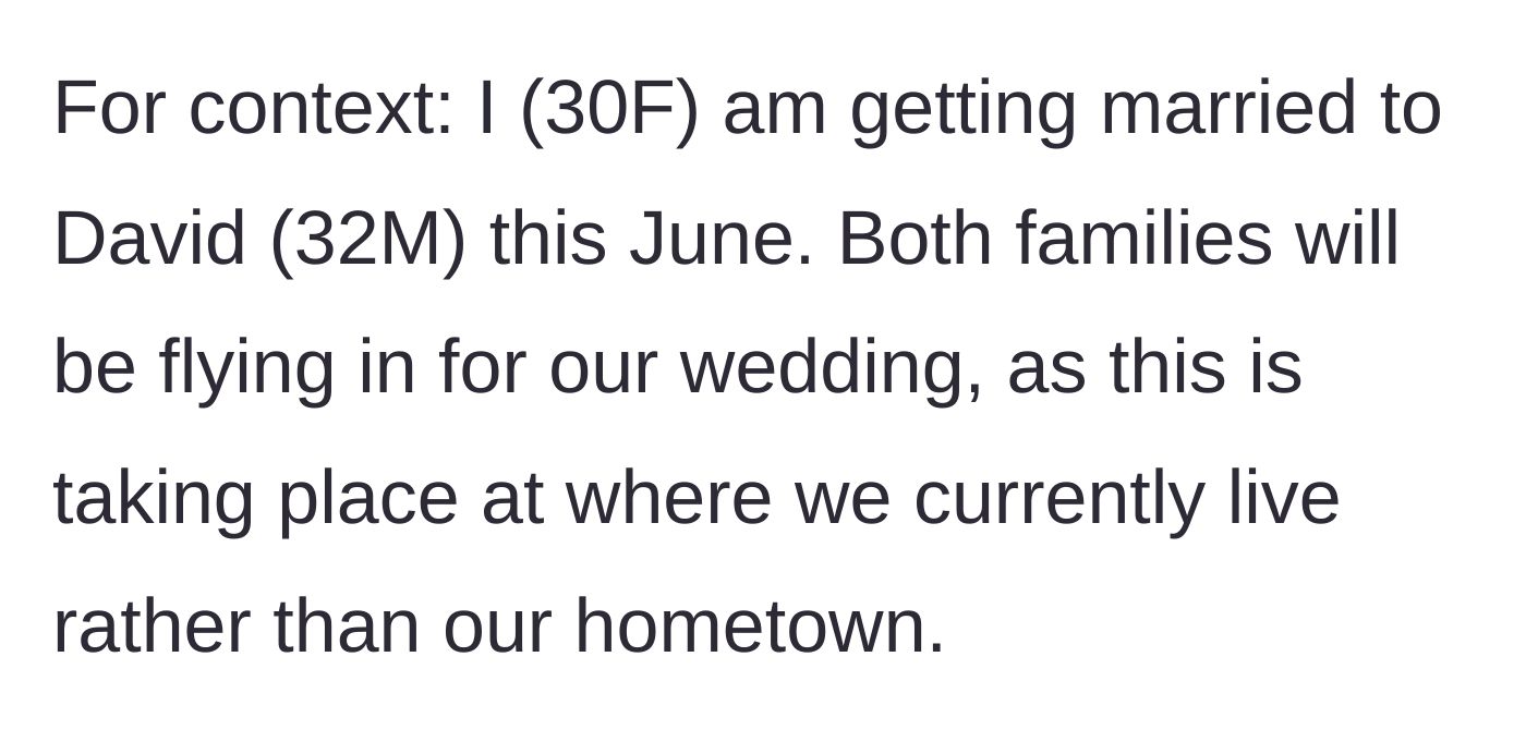 Story part 1 - The 30F bride introducing her destination-style wedding logistics and setting the scene.