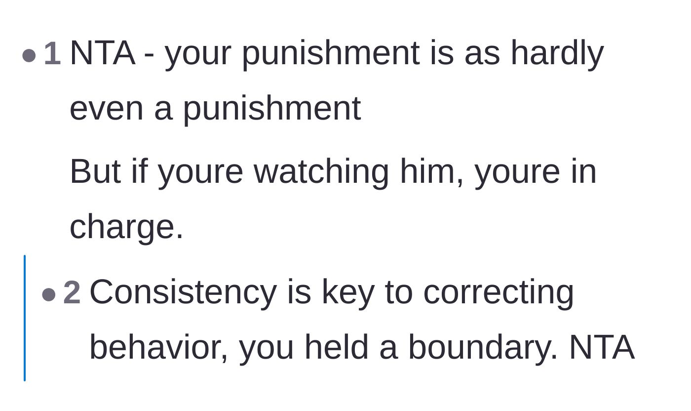 Comment thread 2 - Agreement that the host's punishment was actually quite lenient and that maintaining consistency is the most important factor.