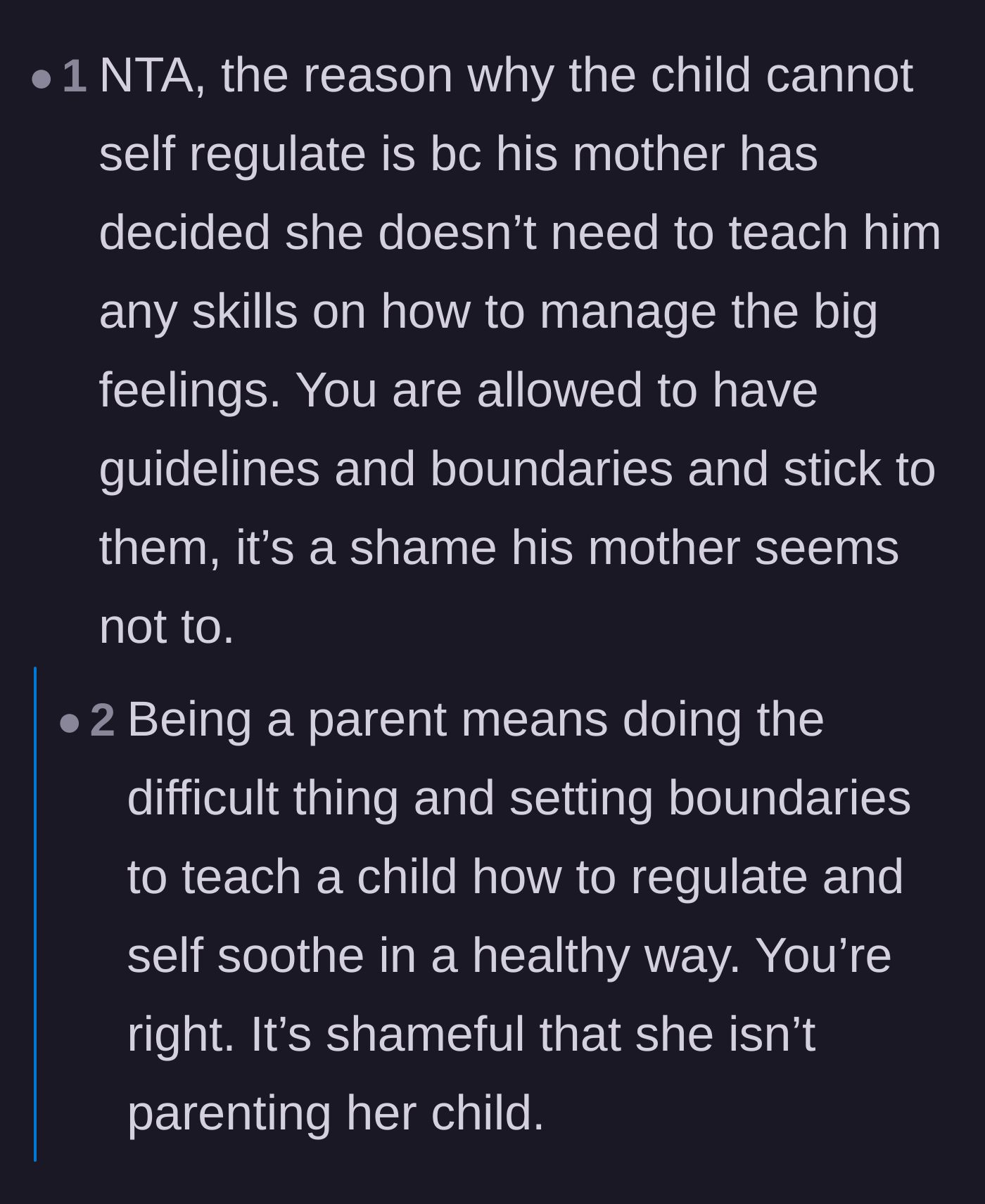 Comment thread 6 - Observations on how failing to teach a child emotional regulation is a severe disservice to their future.