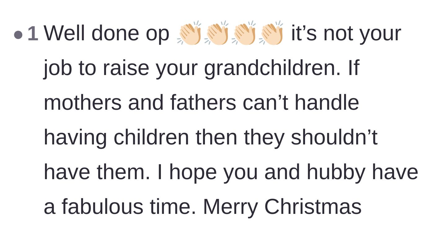 Comment thread 2 - A user applauding the original poster for reminding everyone that parents are solely responsible for raising their own kids.