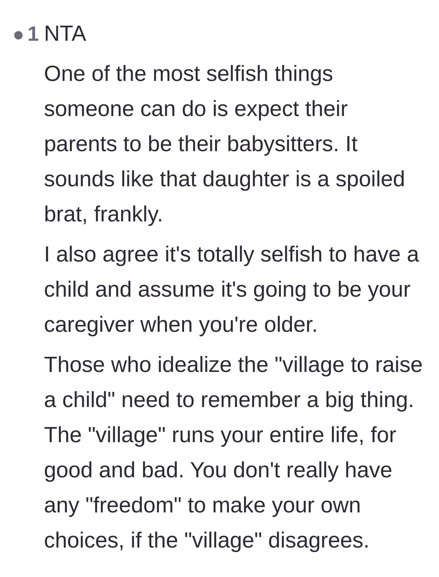 Comment thread 6 - A critical breakdown of the selfishness behind expecting free labor and the restrictive nature of historical village life.