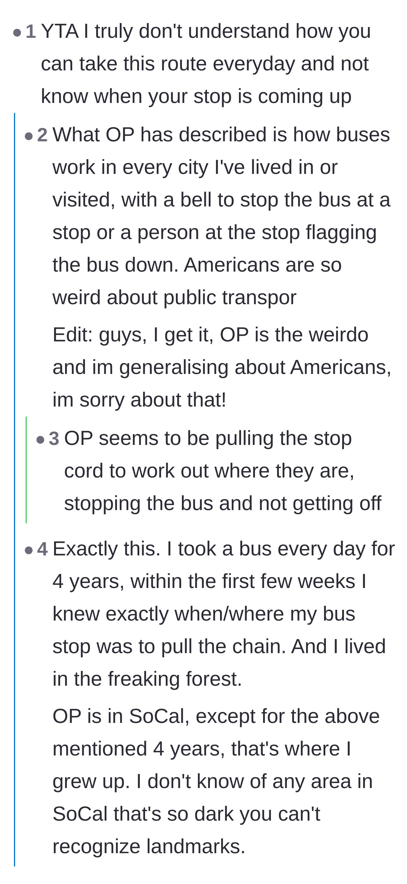 Comment thread 2 - A discussion on how request stops are the global standard and identifying landmarks in Southern California.