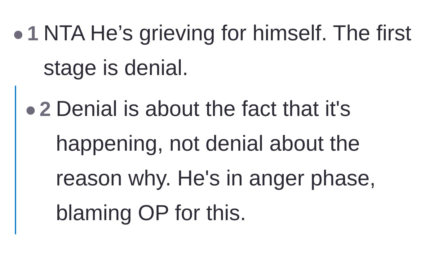 Comment thread 4 - A discussion about the stages of grief and why the friend is lashing out