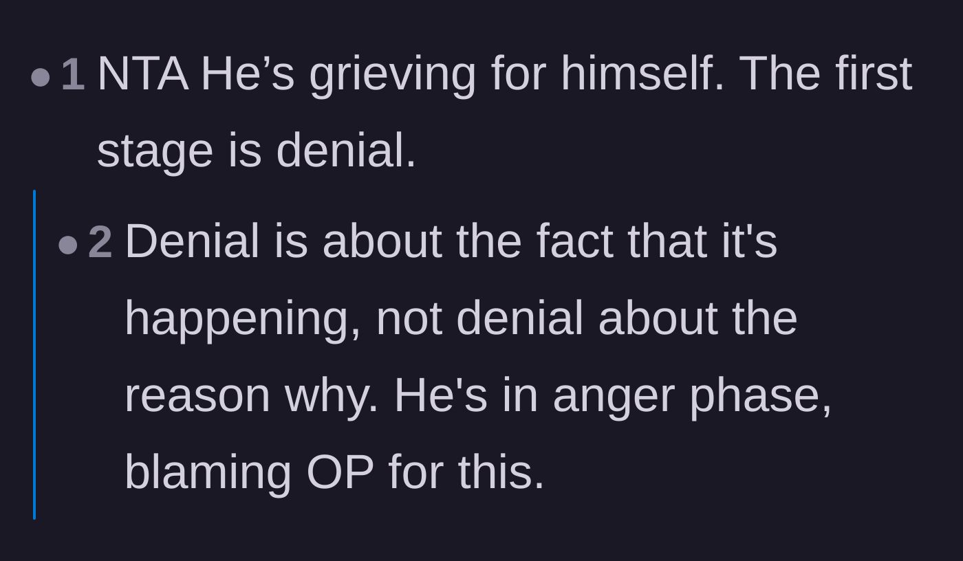 Comment thread 4 - A discussion about the stages of grief and why the friend is lashing out