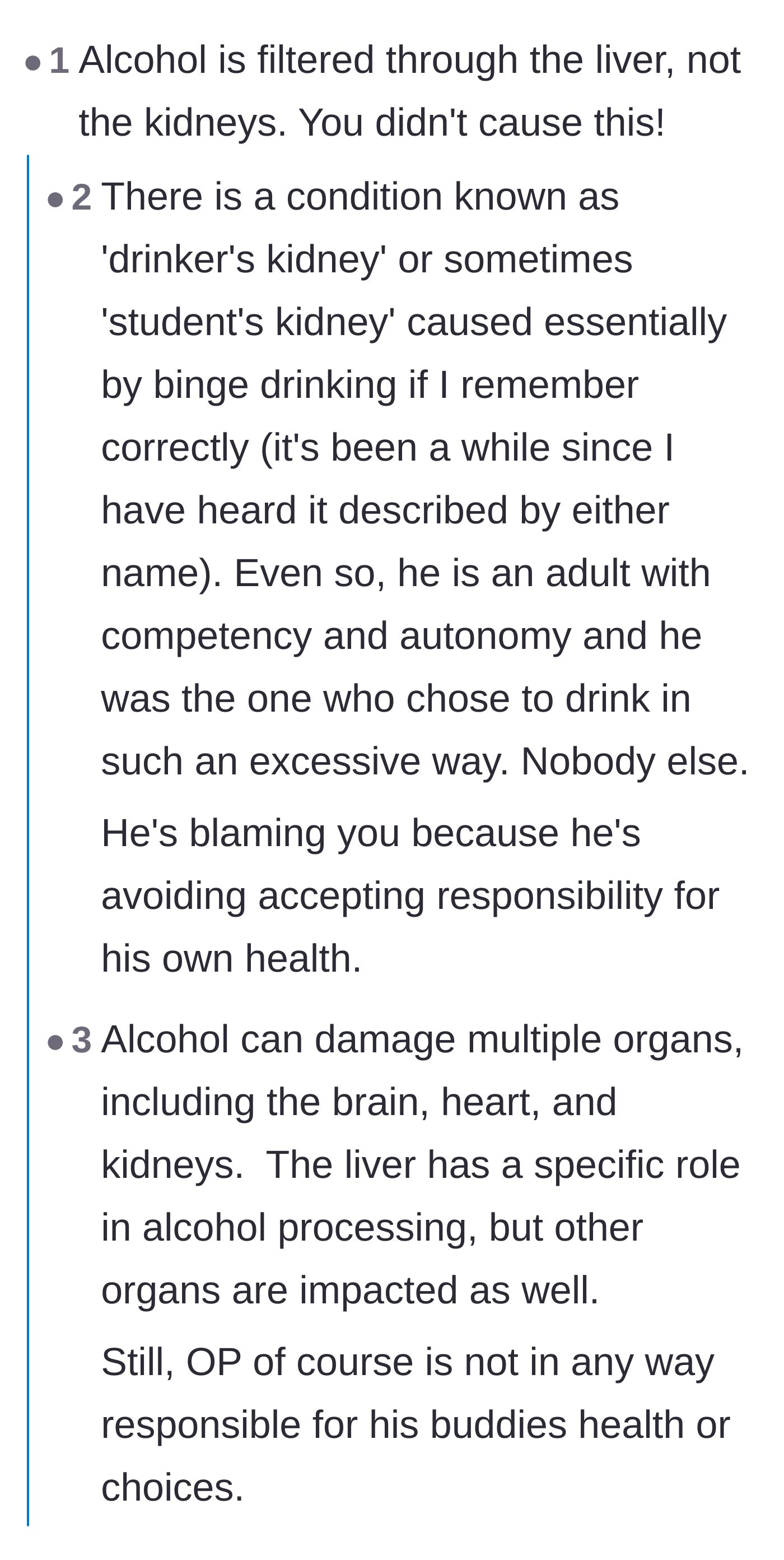 Comment thread 6 - Correcting the misconception that alcohol only affects the liver