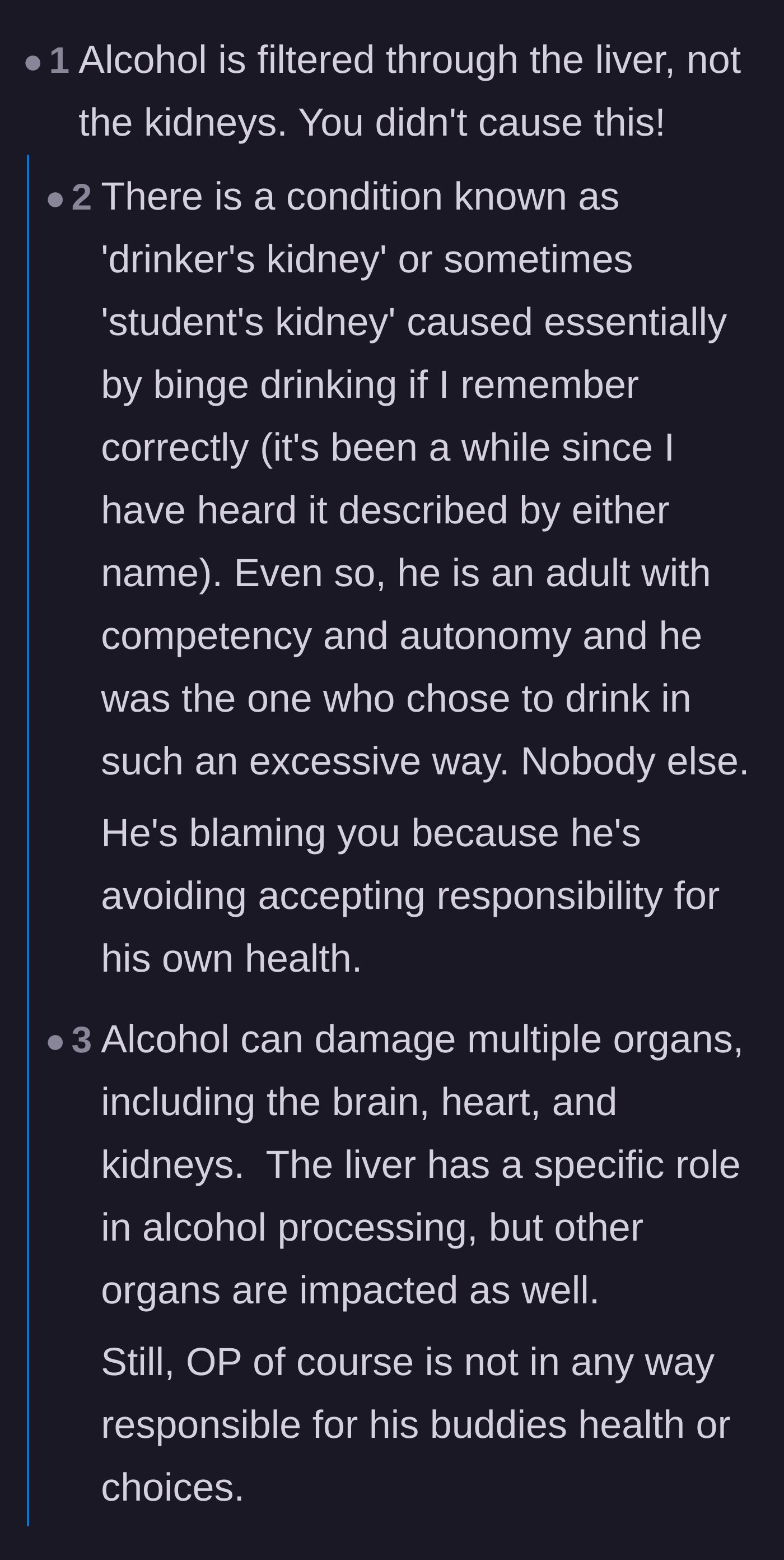 Comment thread 6 - Correcting the misconception that alcohol only affects the liver