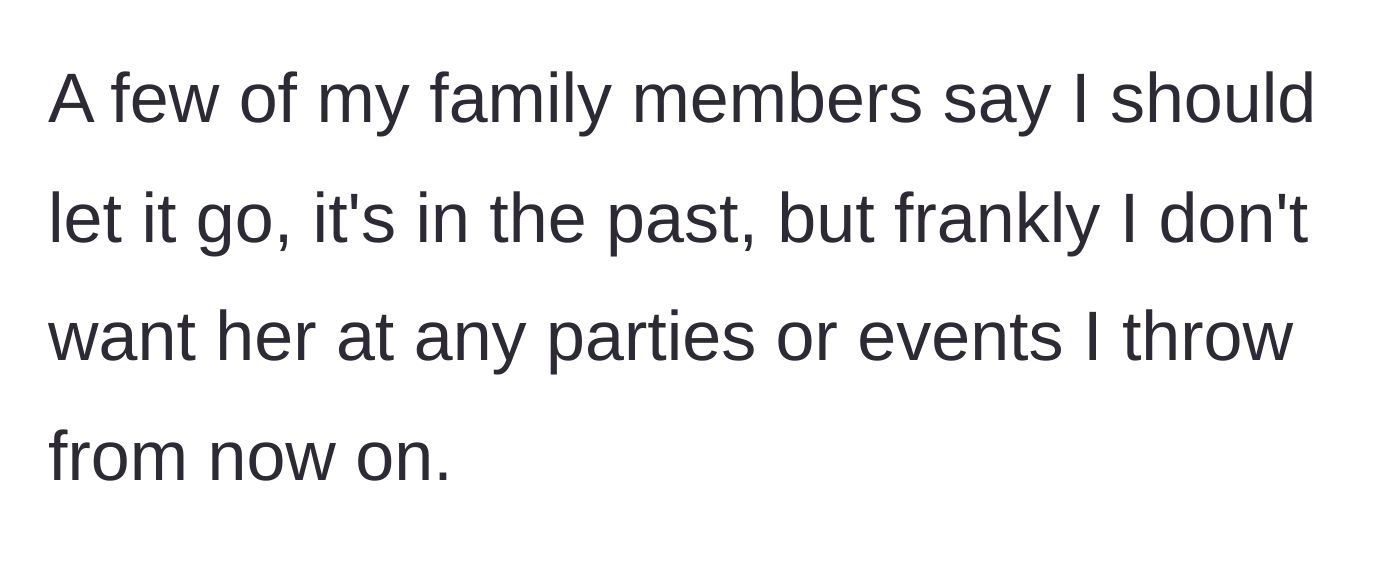 Story part 13 - Relatives pressure the bride to drop the issue, but she decides to cut the cousin out.