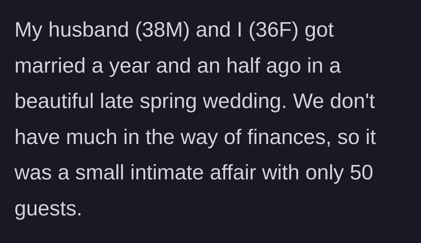 Story part 1 - A couple introduces their small, budget-conscious wedding plans.