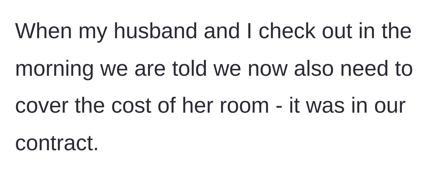 Story part 8 - The newlyweds are forced to pay the cousin's room bill at checkout.