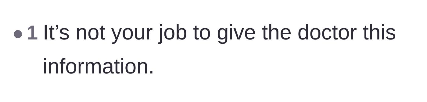 Comment thread 5 - A brief comment telling the husband it isn't his job to update the doctor.