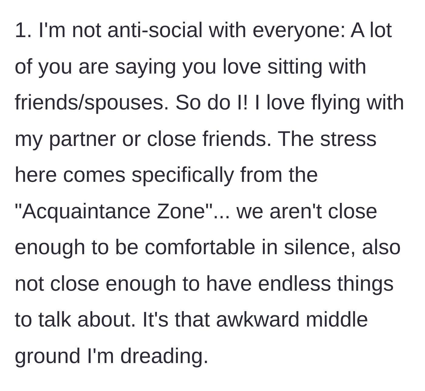 Story part 7 - An edit clarifying that the main character enjoys flying with close friends, but deeply dreads the awkward 'Acquaintance Zone.'
