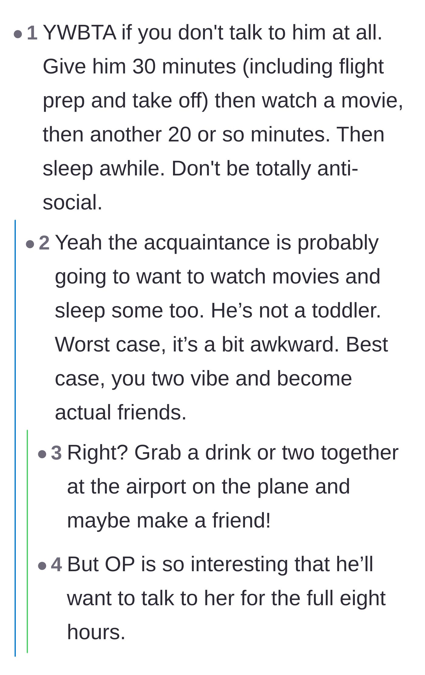 Comment thread arguing that ignoring the acquaintance completely would make the original poster the jerk.
