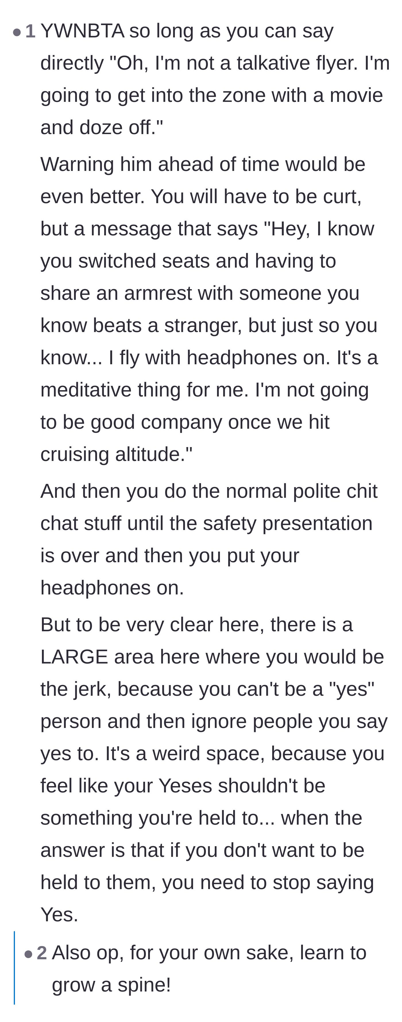 Comment thread pointing out the inherent contradiction in being a people-pleaser who ultimately ignores people.