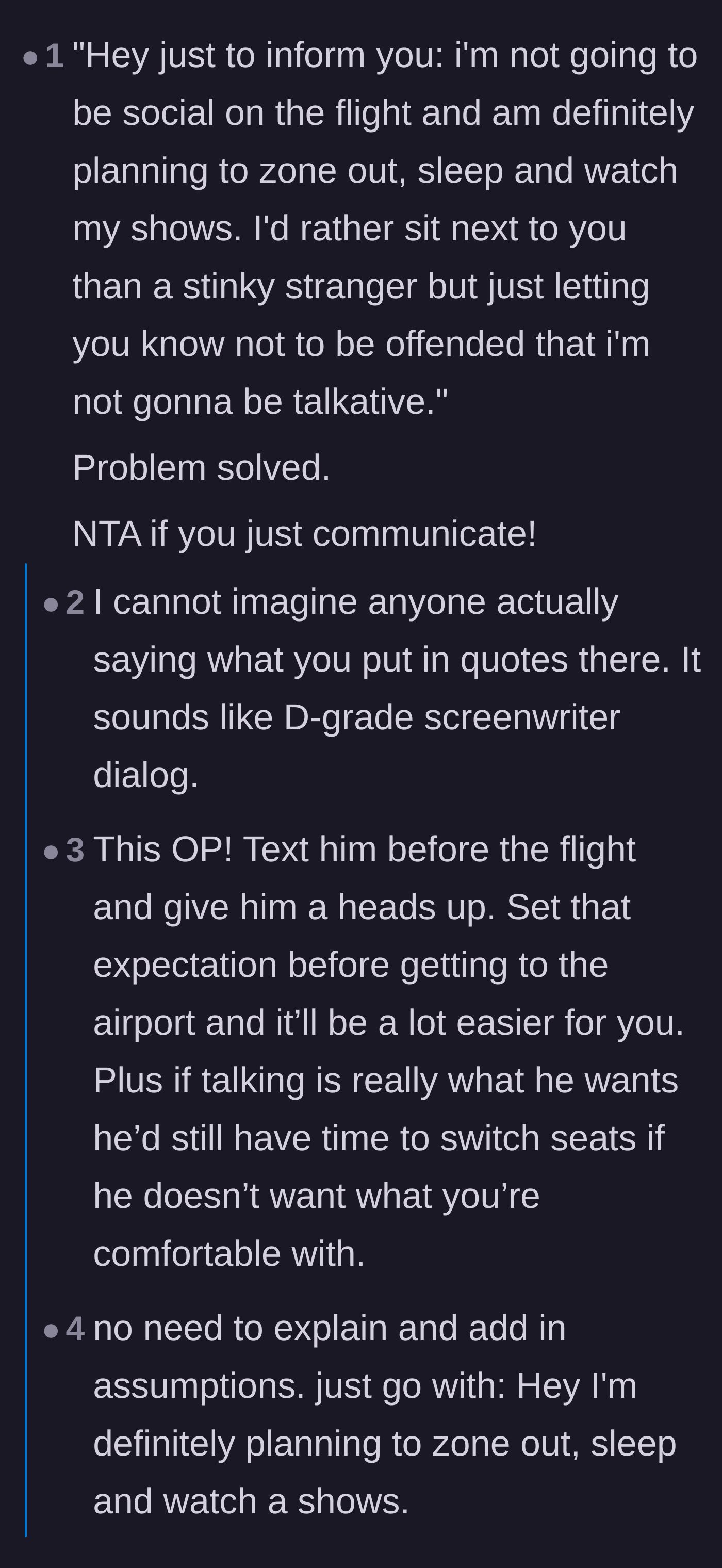 Comment thread debating a highly blunt communication script, with replies critiquing its robotic delivery.